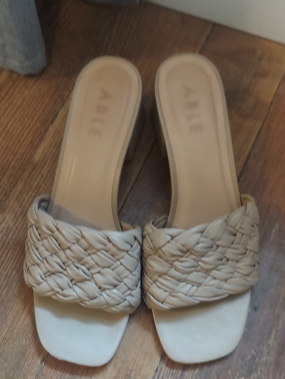 Able Braided Slide Mules in Beige
